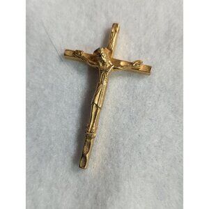 Vintage Gold Tone Crucifix Pendant Religious Jewelry Cross
